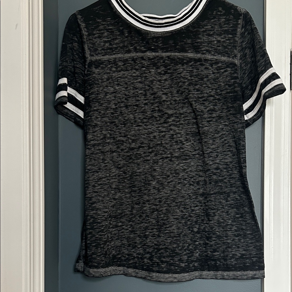 Black and White Striped Collar T-Shirt